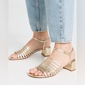 Mansur Gavriel Sun Block Sandals Gold Leather Strappy Sz 36